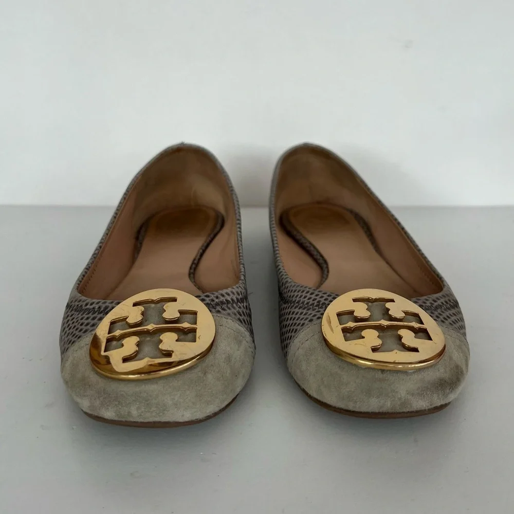Tory Burch Serena 2 Karung Montilla Snakeskin Print Ballet Flats, Grey, 6.5